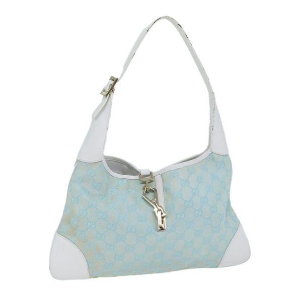 GUCCI GG Canvas Jackie Shoulder Bag Light Blue 001 4057 Auth ep4384 - Picture 1 of 16